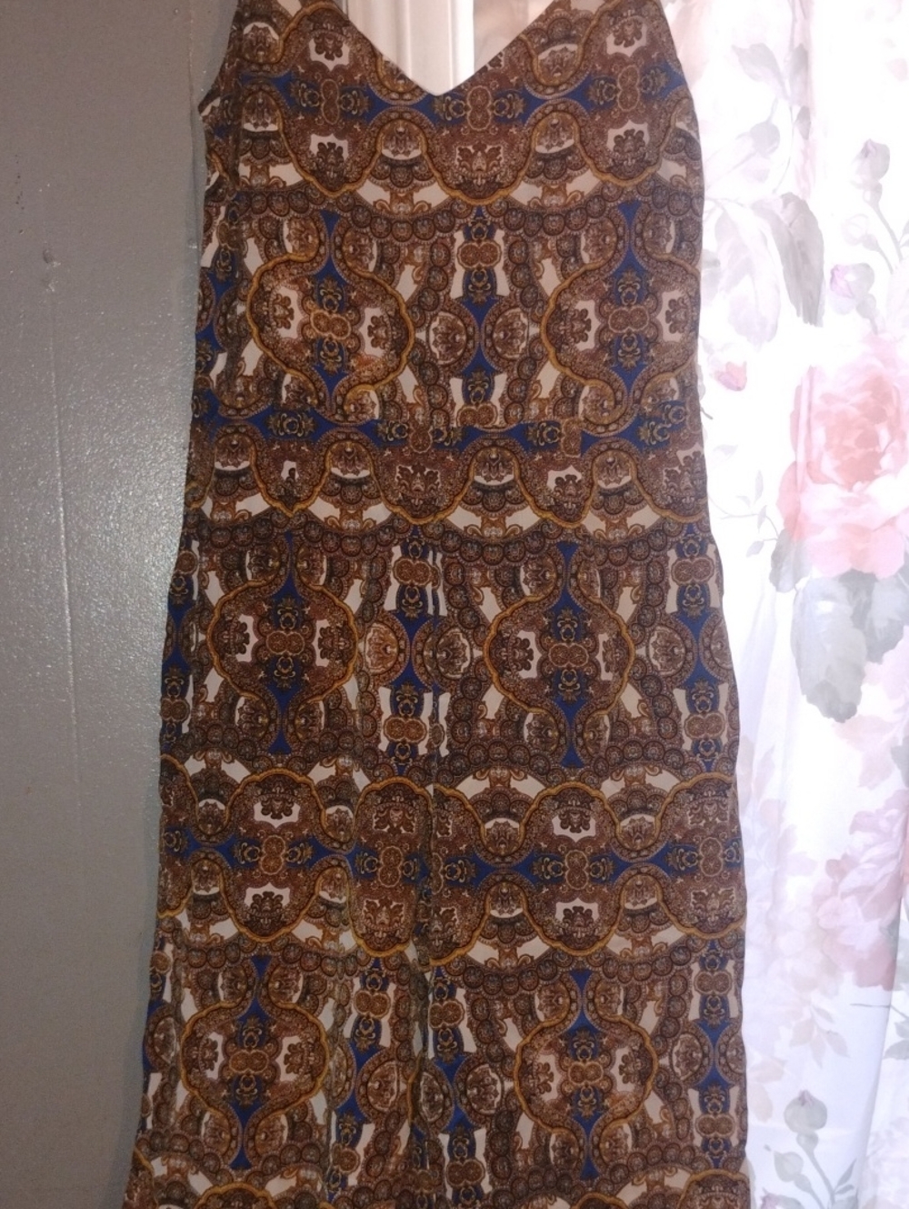 L'AGENCE Brown & Blue Ornamental Maxi Skirt